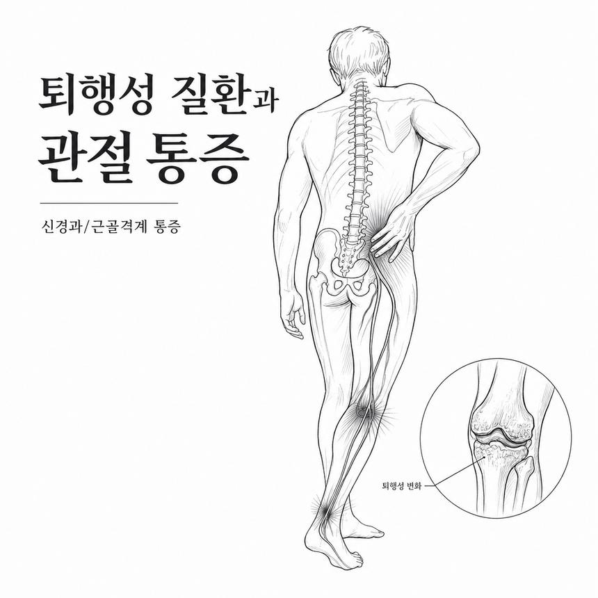 대구정형외과 퇴행성 질환과 관절 통증 관련 관절과 척추 도식 이미지